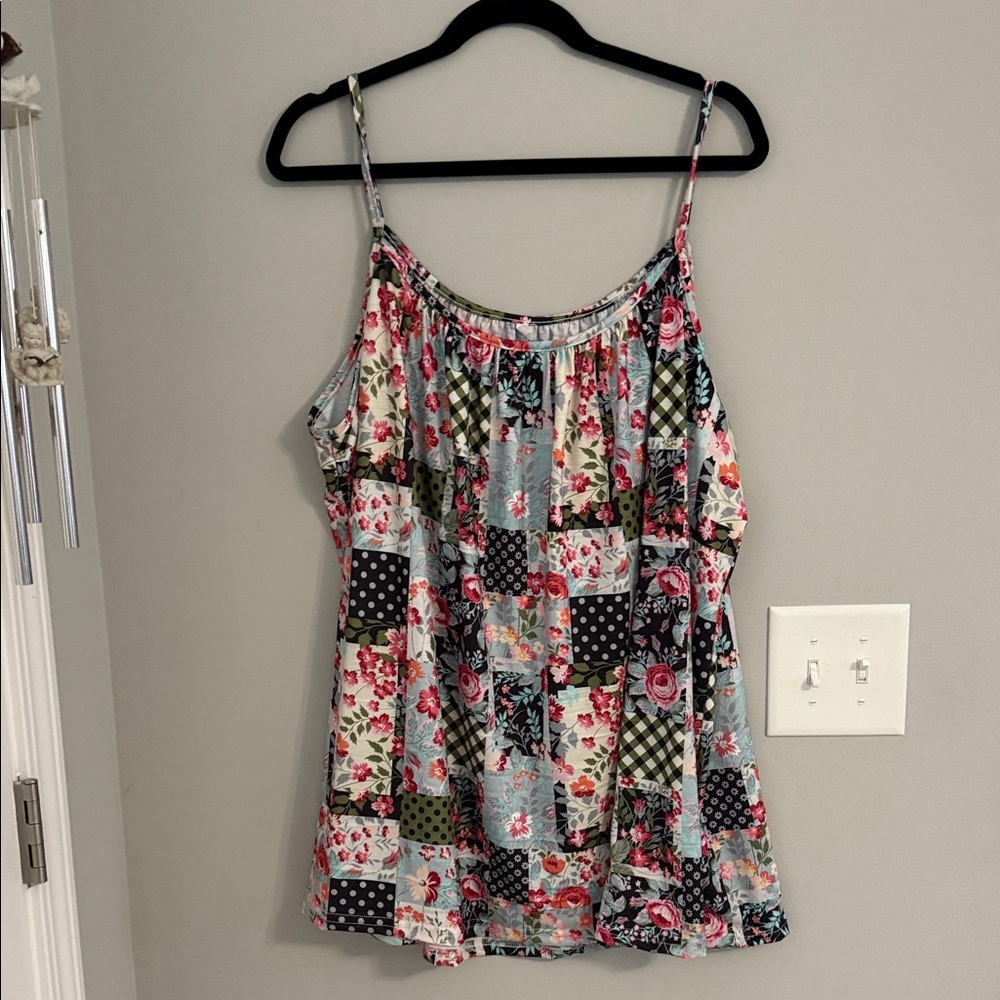Floral Patchwork Spaghetti Strap Top